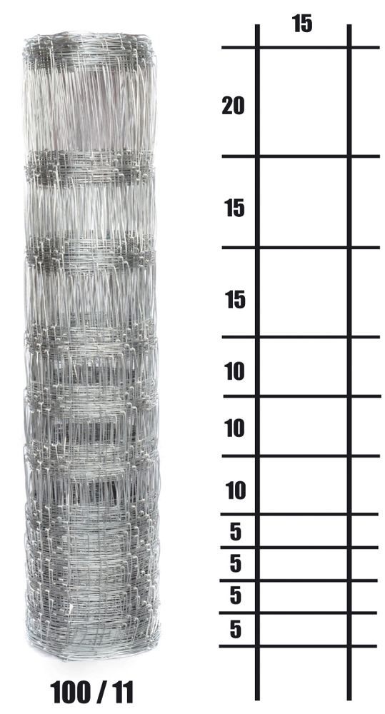 Ovčí uzlíkové pletivo výška 100 cm, 1,6/2,0 mm, 11 drátů PLOTY Sklad5 41-OVCI 57