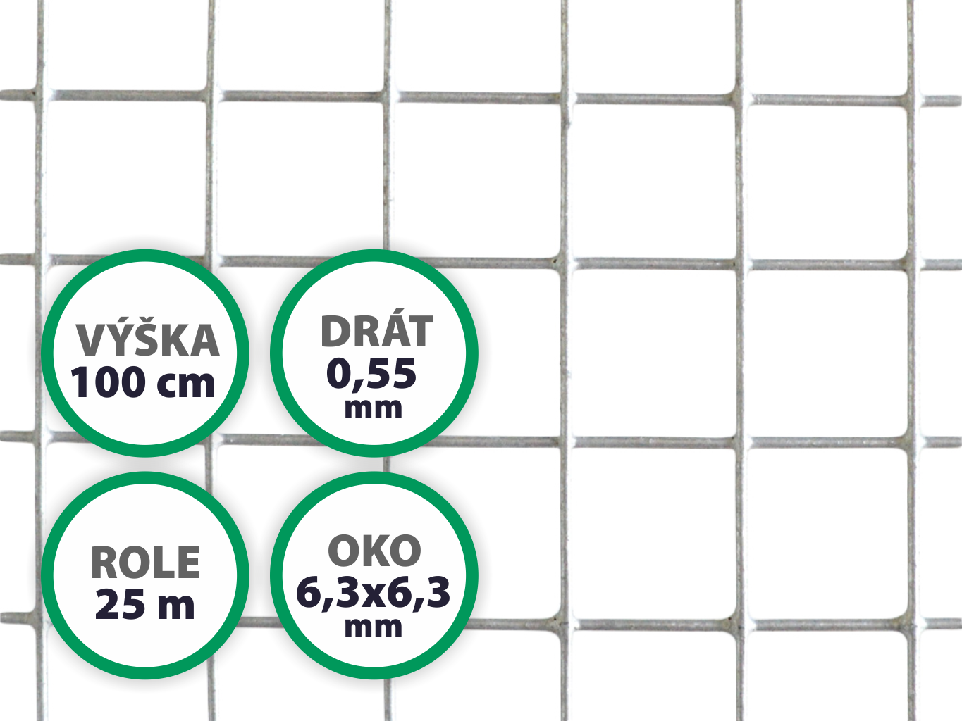 Pletivo na voliéry - oko 6,3x6,3 mm, drát 0,55 mm, Zn