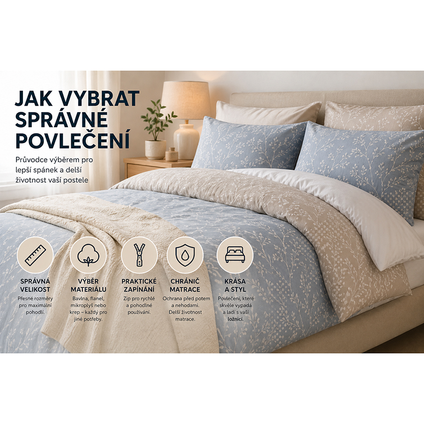 Jak vybrat správné povlečení: velikost, materiál a zapínání