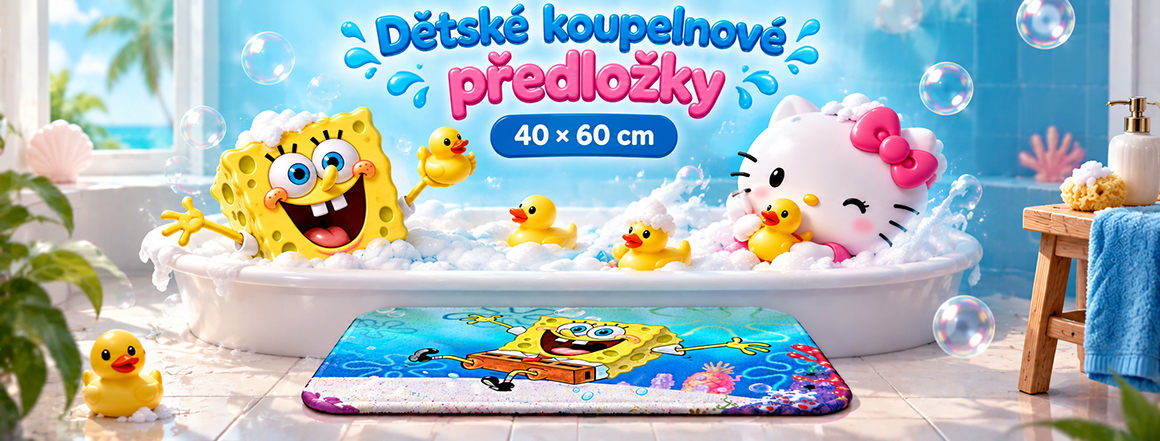 Dětské předložky 40 × 60 cm – hebký a veselý doplněk do koupelny i dětského pokoje. Oblíbené dětské motivy rozzáří prostor a měkký povrch je příjemný pro bosé nohy. Předložku můžete umístit před vanu, sprchový kout či umyvadlo, ale také vedle postele, pře