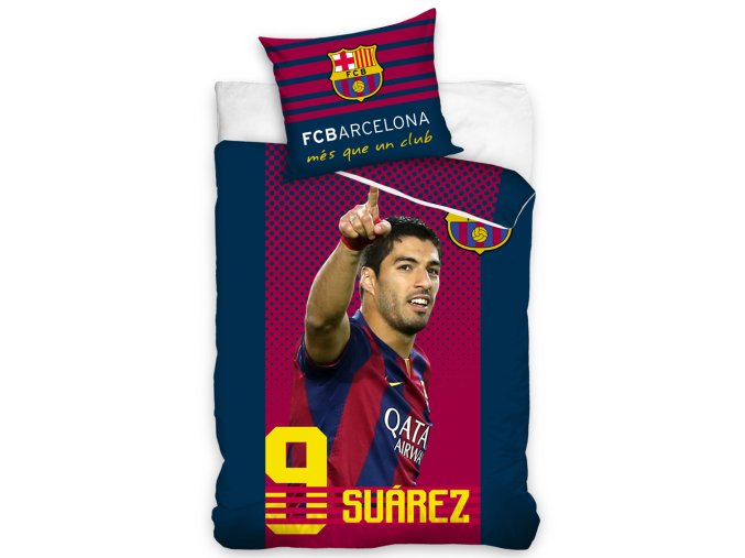 Fotbalové povlečení FC Barcelona Suárez  140x200+70x80 cm + Prostěradlo 90x200 cm ZDARMA