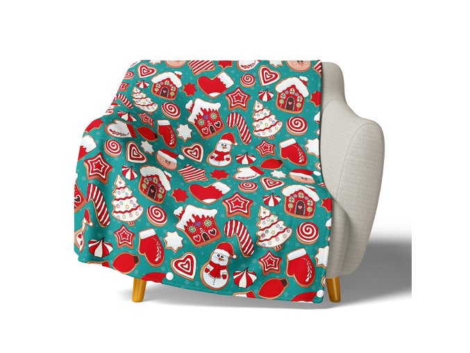 Vanocni mikroplysova deka Pernickova Show na kresle KNL244007