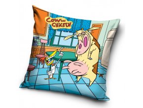 Dekoracni polstarek Cow and Chicken Tak poslouchej kamo