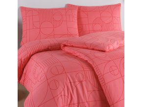 Bavlnene povleceni Geo Sunset Coral detail polstaru 339741
