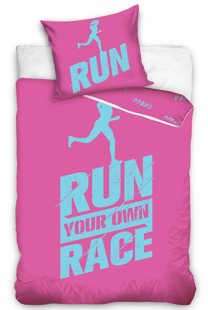 Perkálové povlečení Run Race Růžové