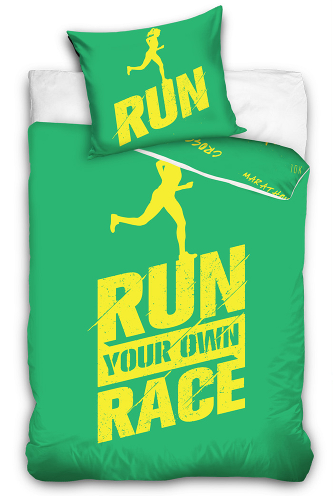 Perkálové povlečení Run Race Zelené