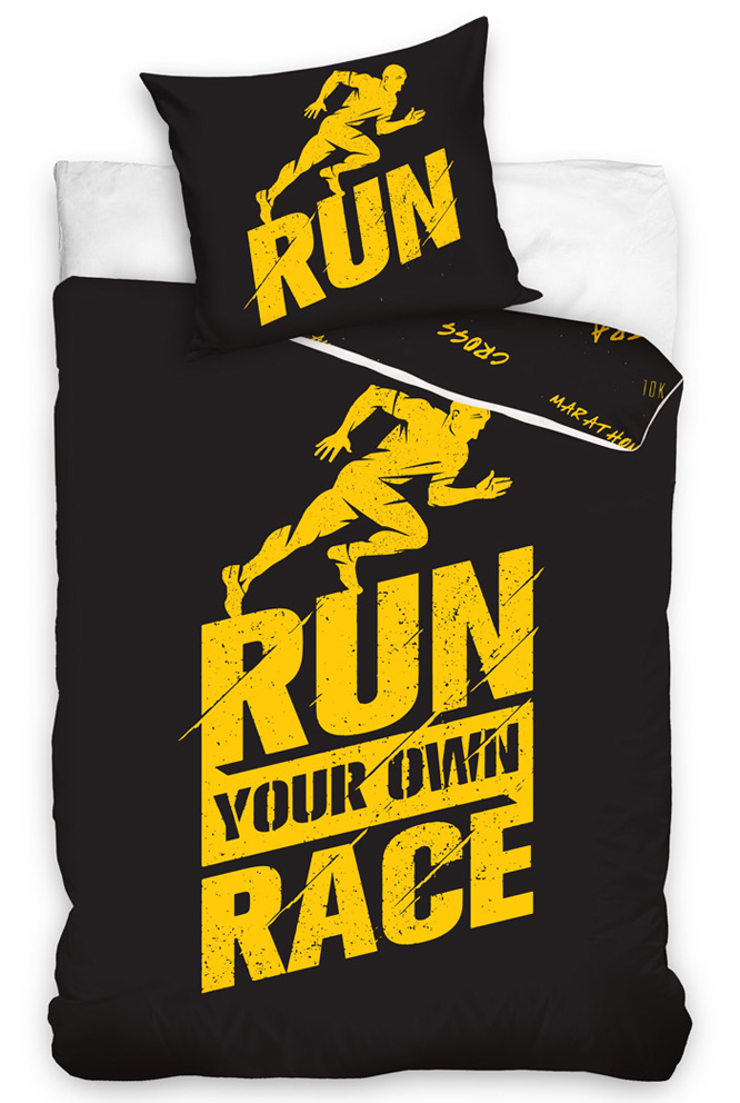 Perkálové povlečení Run Race Černé