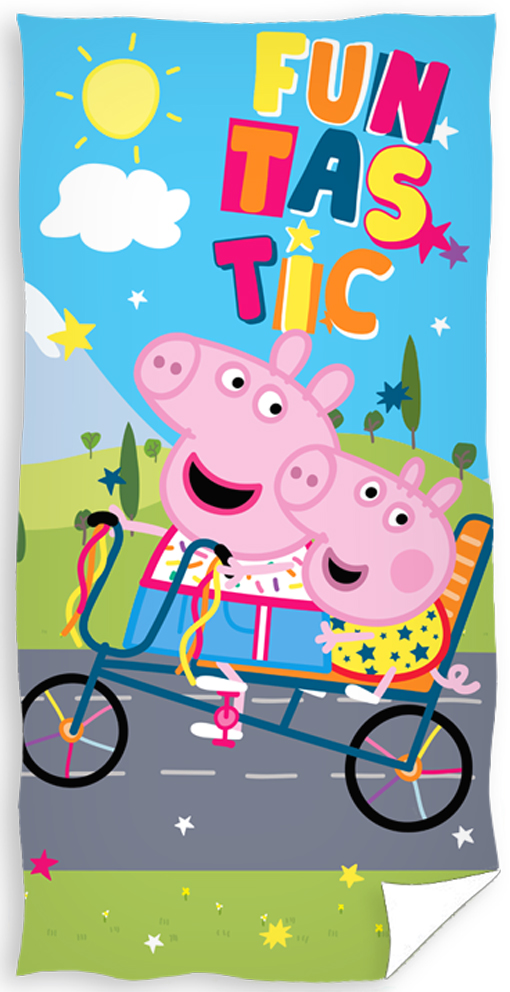 Dětská osuška Prasátko Peppa Výlet na kole