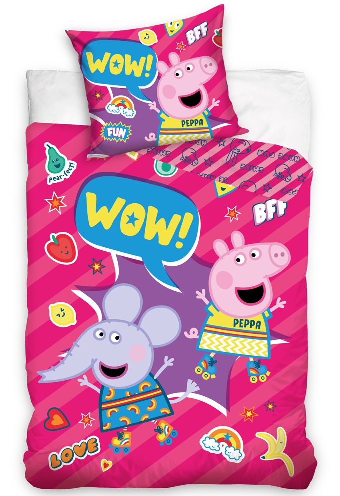 Carbotex 481949 Dětské povlečení Prasátko Peppa a Emilka Na bruslích 140x200 70x90 cm