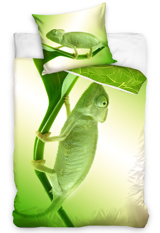 TipTrade 332377 Bavlněné povlečení Zelený Chameleon 140x200 70x90 cm