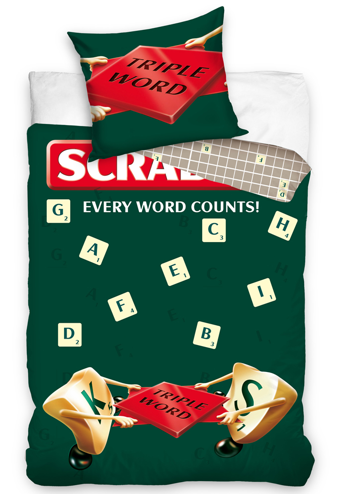 Carbotex 507685 Bavlněné povlečení Scrabble Triple Word 140x200 70x90 cm