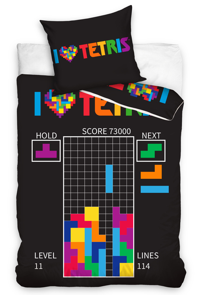 Carbotex 513471 Bavlněné povlečení Tetris Level 11 140x200 + 70x90 cm