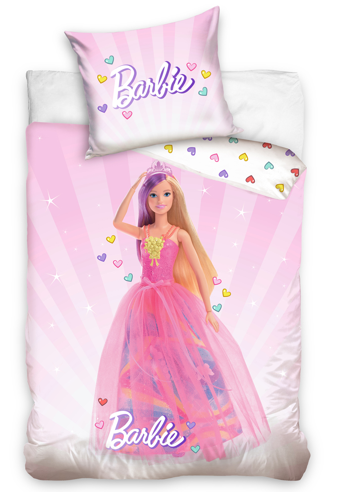 Carbotex 509931 Dětské povlečení Barbie Růžový Svět 140x200/ 70x90 cm