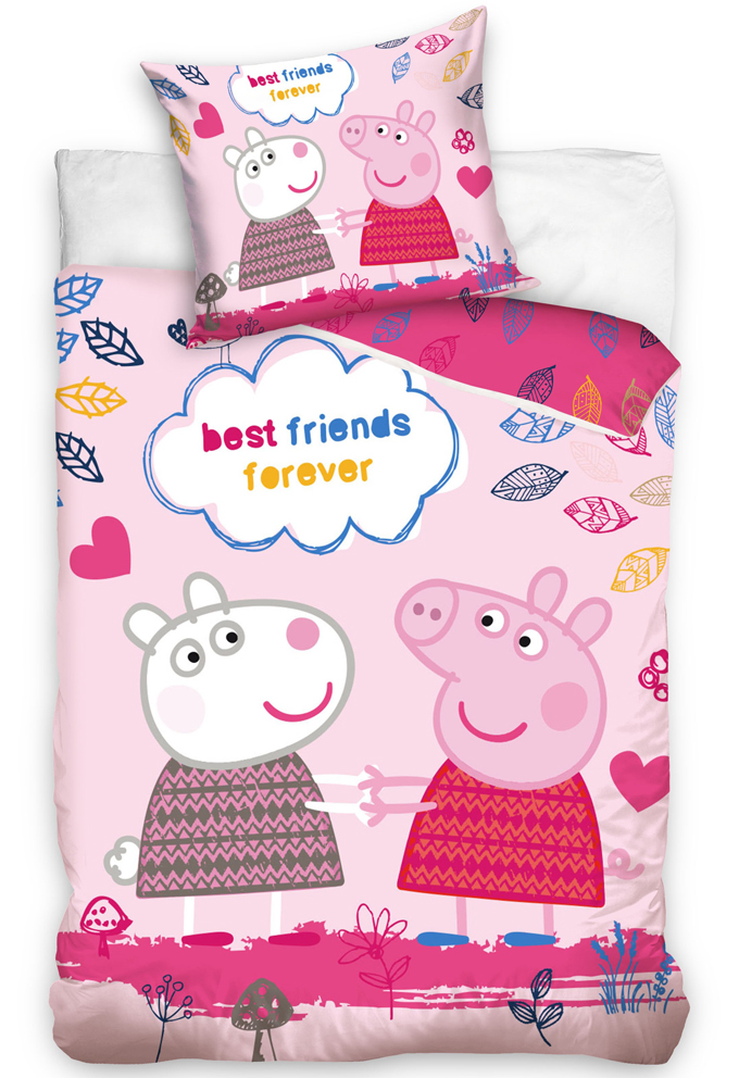 Carbotex 509993 Dětské povlečení Prasátko Pepina a Suzy Best Friends 140x200/ 70x90 cm