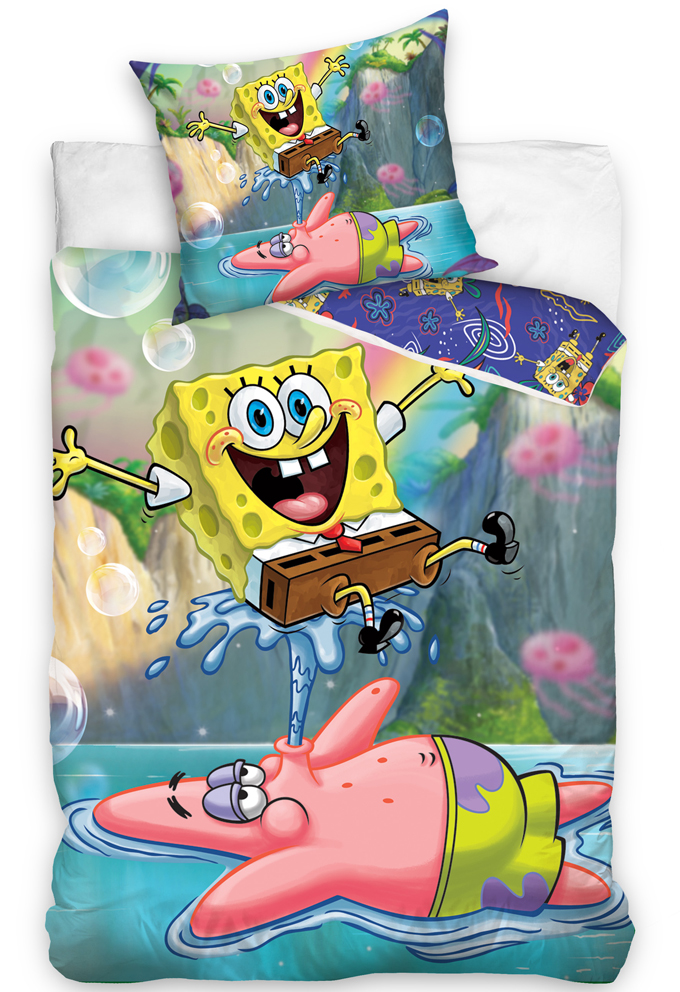 Carbotex 509818 Dětské povlečení Sponge Bob Vodotrysk 140x200/ 70x90 cm