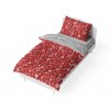 Mikroplysove povleceni Snehove Vlocky ROT221019 na posteli cervene sede prosteradlo web