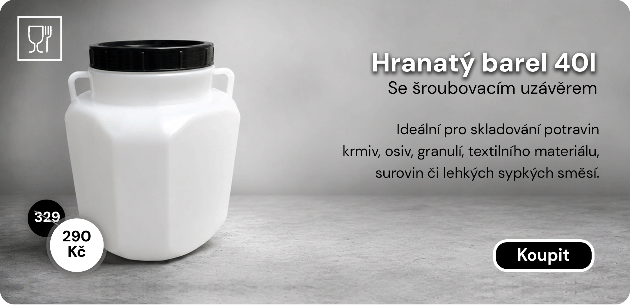 Hranatý barel Sterk 40 l s víkem, právě ve slevě 290 Kč