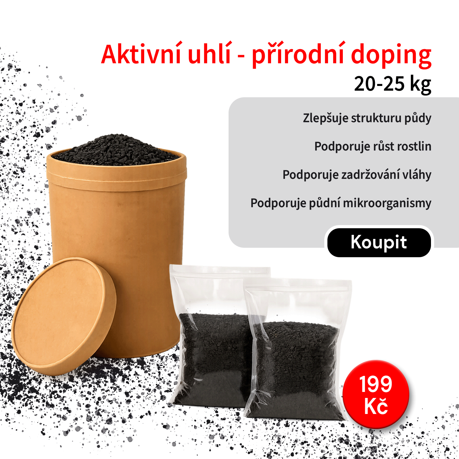 Aktivní uhlí - přírodní doping za cenu 199 Kč (20-25kg)