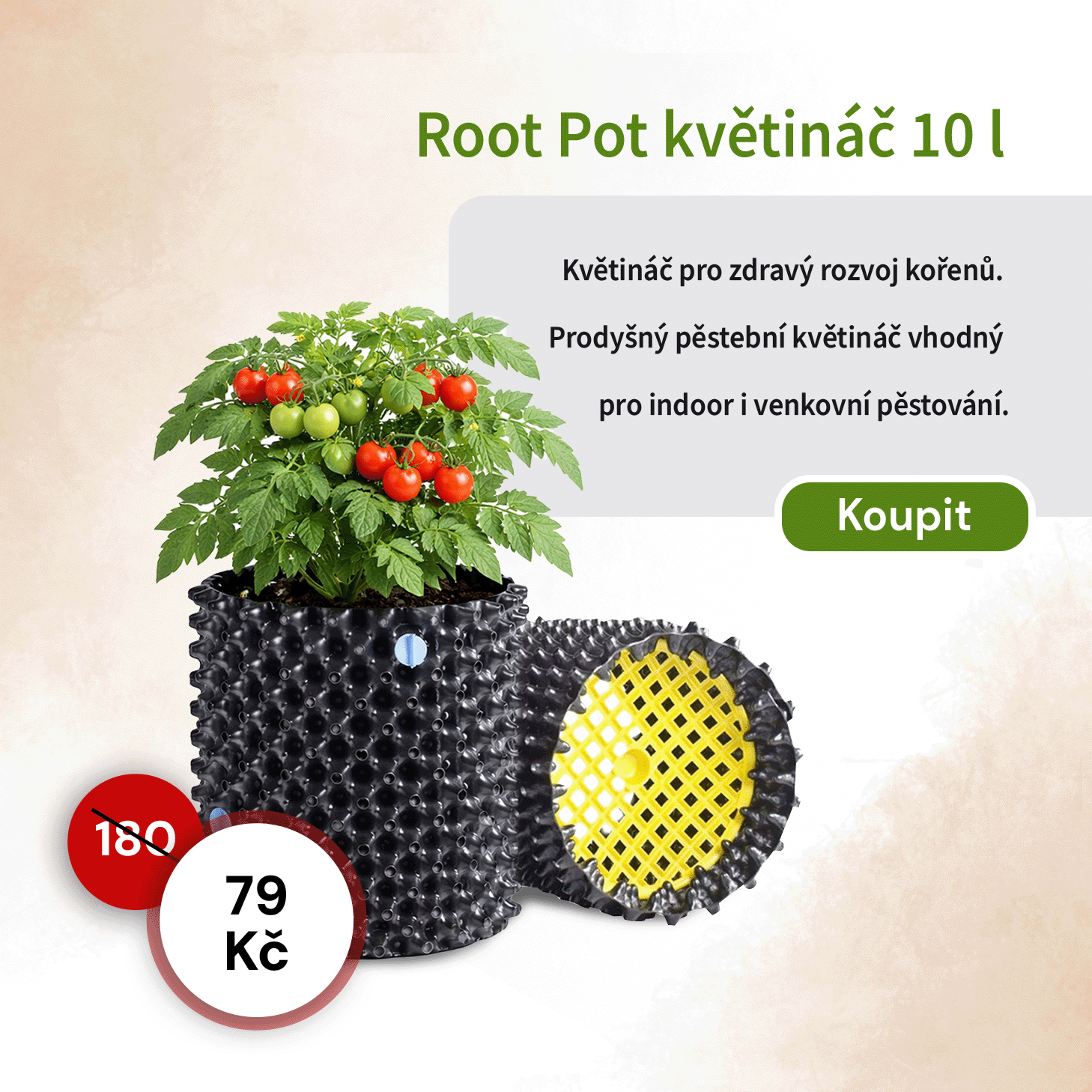 Root Pot květináč 10l za akční cenu 79 Kč.