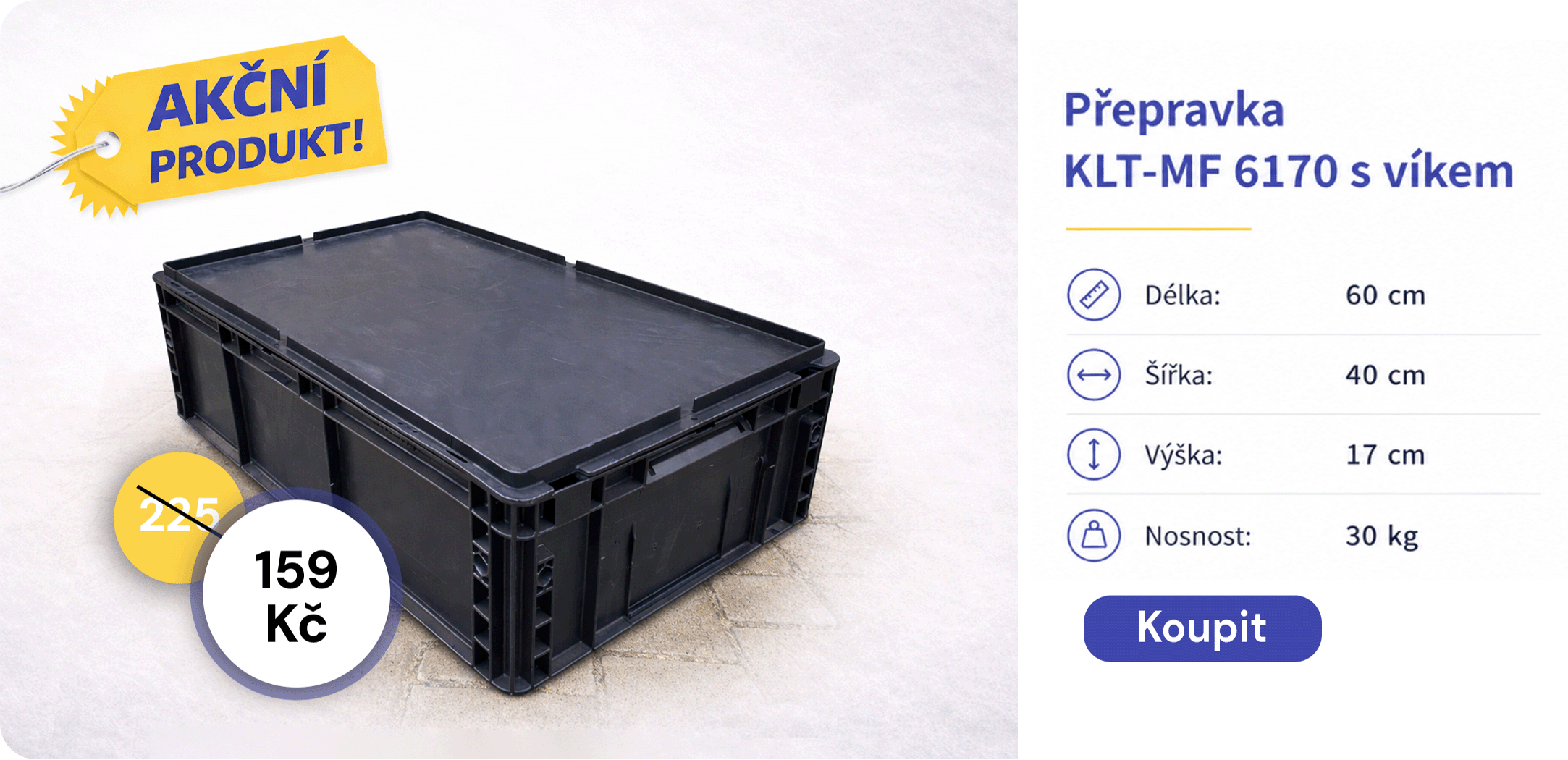 Přepravka MF - 6170 s víkem za akční cenu 159 kč z původních 225 kč.