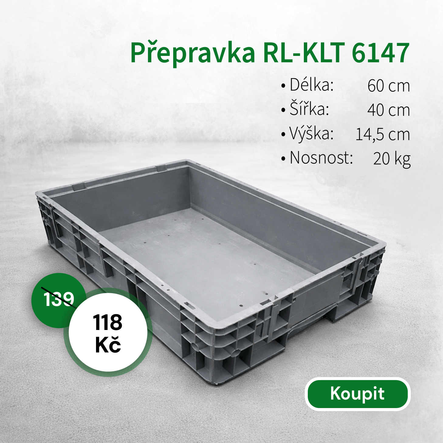 Přepravka RL-KLT 6147 60 x 40 cm, s odtokovými otvory, akční cena 118 Kč