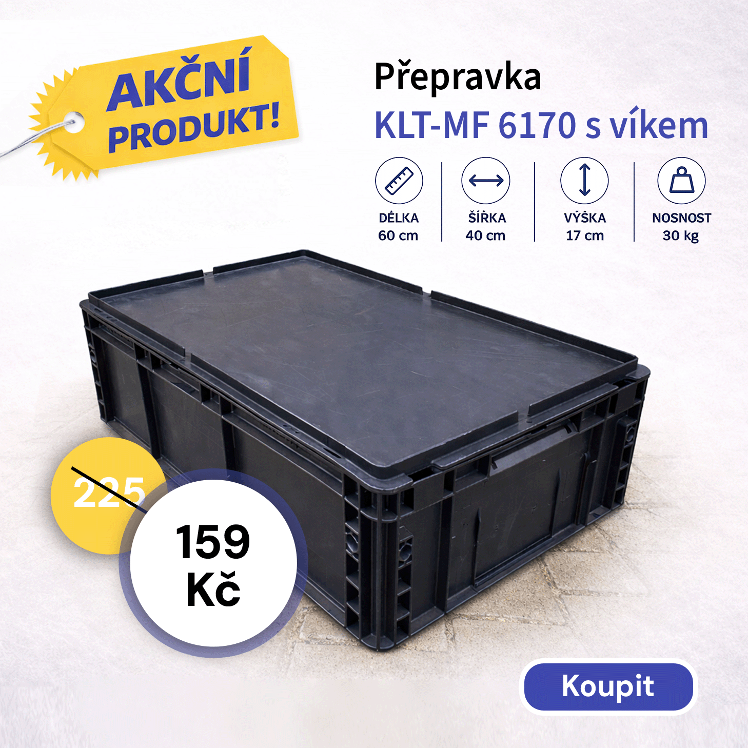 Přepravka MF - 6170 s víkem za akční cenu 159 kč z původních 225 kč.