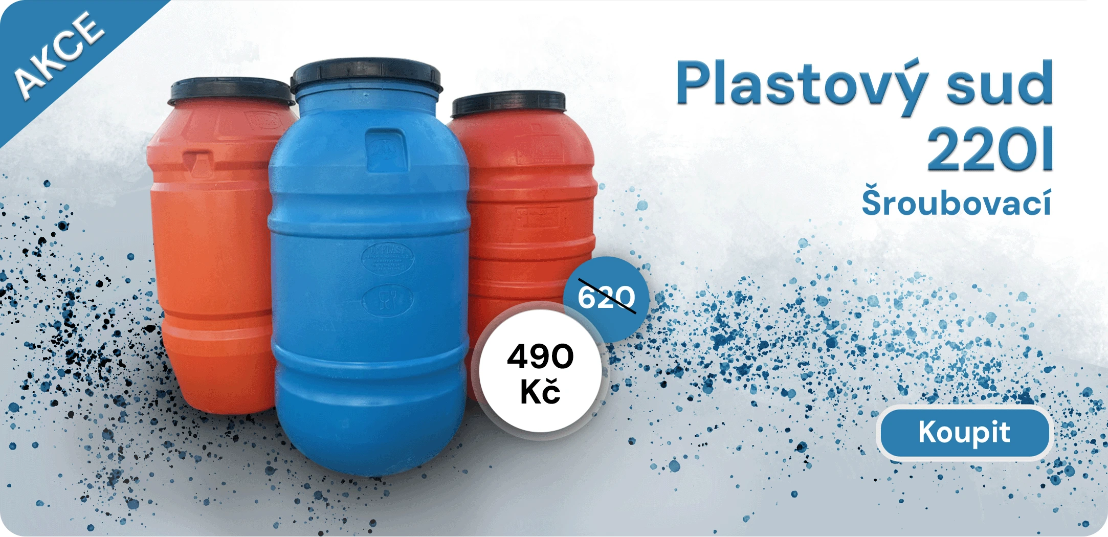 Plastový sud 220l - šroubovací právě v akci za 490 Kč