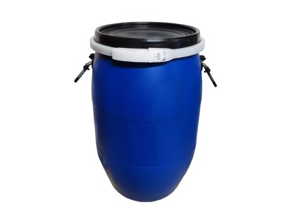 Plastový sud 60 l s pákovým víkem a madly.