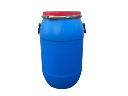 Plastový sud 80 l s pákovým uzávěrem, polohovatelnými madly a zaklapávacím víkem.