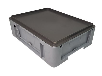 Plastová euro přepravka s víkem z PP, stohovatelná.