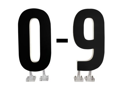 Samolepicí plastové 3D číslice 0-9 v černém provedení.