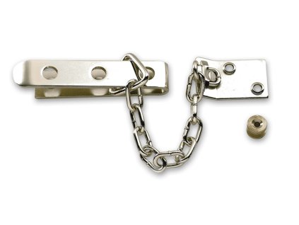 Mosazný bezpečnostní řetízek pro dveře, montážní souprava včetně šroubů.