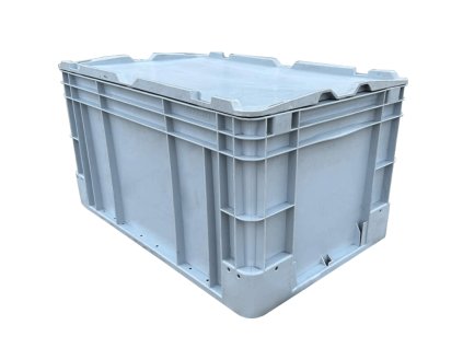 Plastová euro přepravka Silverline  60×40 cm s uzavřenými madly a víkem.