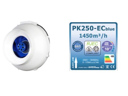 Ventilátor Prima Klima PK250-ECblue Ø250 mm s EC motorem ZIEHL-ABEGG.