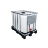 IBC kontejner 600 l s HDPE nádrží na plastové paletě, plnění DN 140, výpust DN 80.