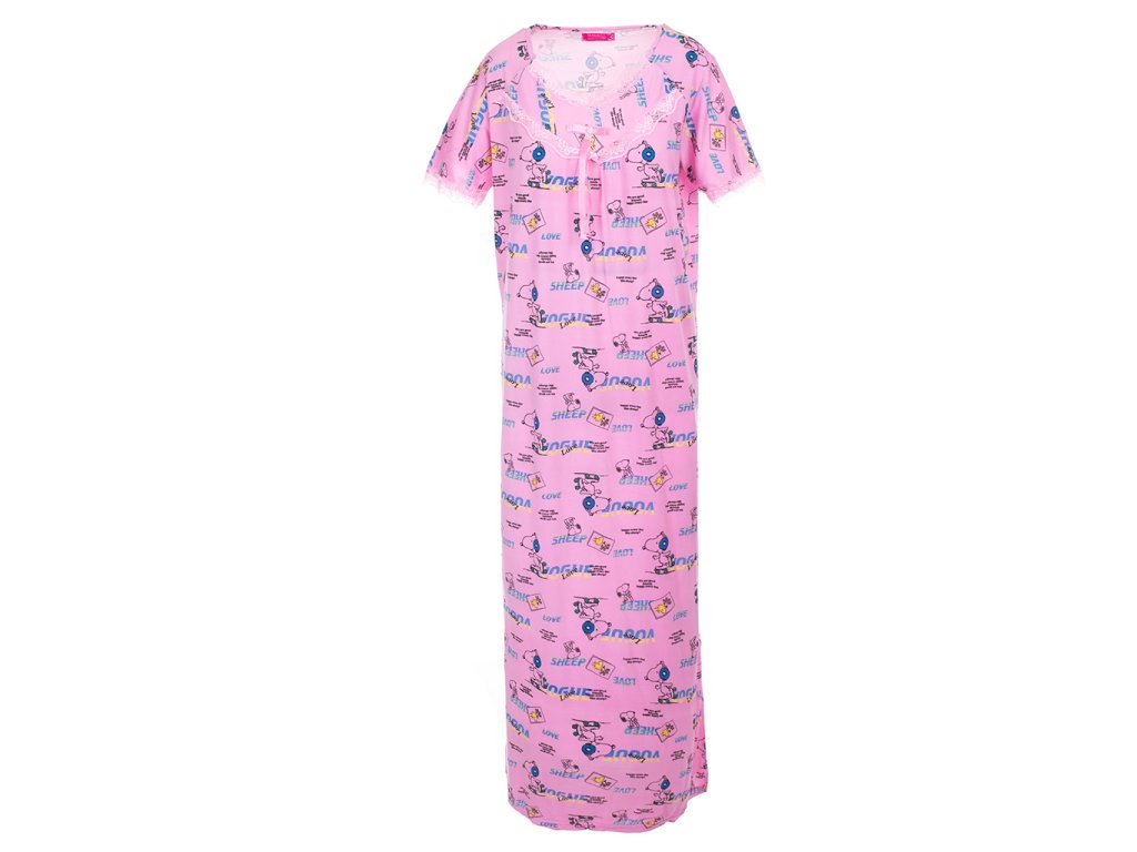 Noční košile Lístečky - Love sheep - růžová (Velikost 2XL)