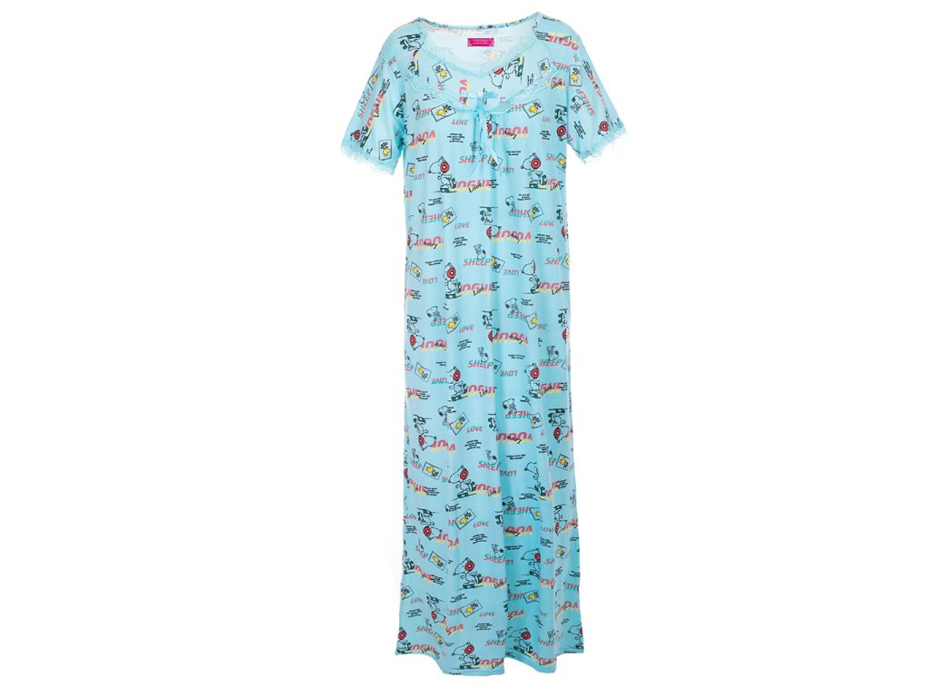 Noční košile Lístečky - Love sheep - tyrkysová (Velikost 2XL)
