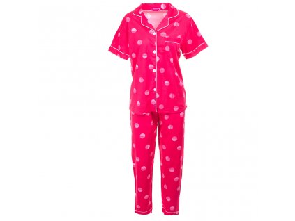 Dámské pyžamo Tmavě růžové s kolečky (Velikost 2XL)