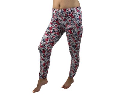 33911 novinka damske dlouhe leginy barevne kviti cervene
