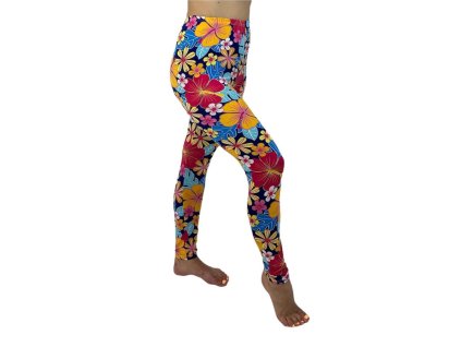 33851 novinka damske dlouhe leginy se vzorem barevne kvety