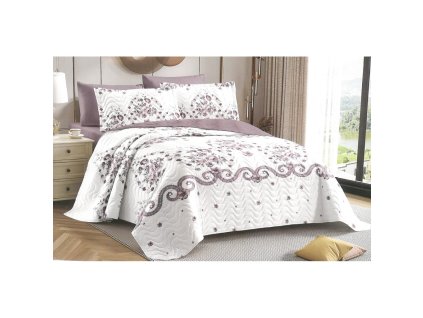 40850 bavlneny prehoz pres postel na dvojluzko s 2 povlaky na polstare ruzovy zavoj