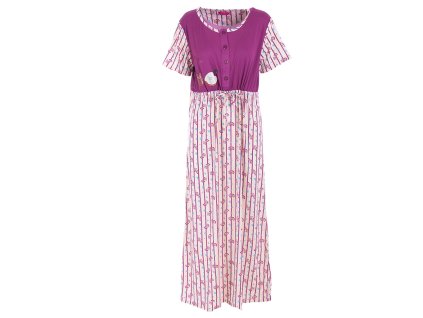Dlouhá noční košile s krátkým rukávkem fialová (Velikost 2XL)