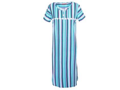 Dlouhá noční košile s krátkým rukávkem kostička modrá (Velikost 2XL)