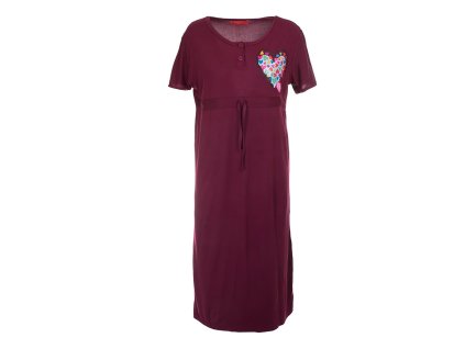 Noční košile  Barevná srdíčka -bordó (Velikost 2XL)