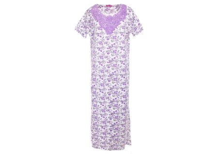 Noční košile Drobné kvítka s krajkou - fialová (Velikost 2XL)
