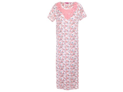 Noční košile Drobné kvítka s krajkou - oranžová (Velikost 2XL)