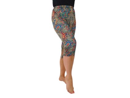 34373 novinka damske leginy kratke barevne ornamenty
