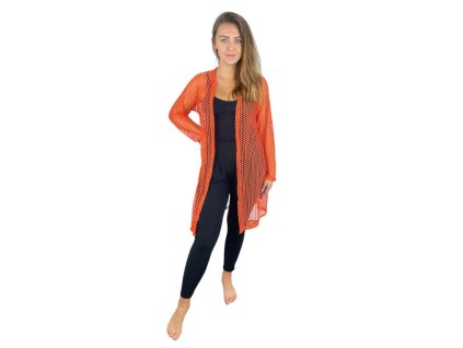Síťovaný kardigan - oranžový (Velikost XL)