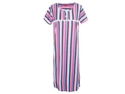 Sale-Dlouhá noční košile s krátkým rukávkem kostiška růžová (Velikost 2XL)