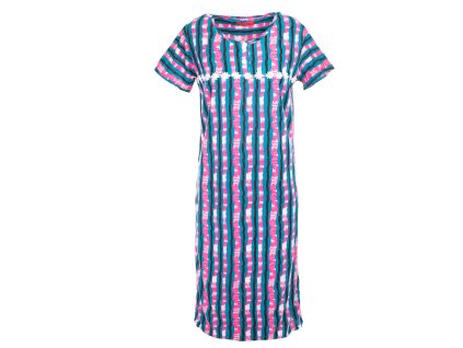 Noční košile  pruhovaná s kytičkou - modrá (Velikost 2XL)